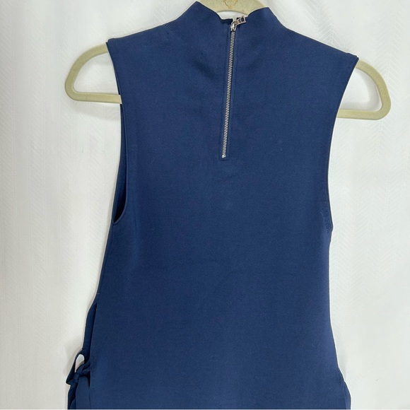 Alice and Olivia long tunic sweater size small sleeveless blue navy high slits - Picture 6 of 9